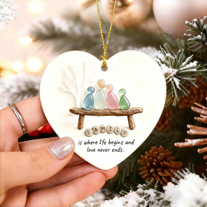 跨境圣诞树装饰品Seaglass Heart Ornament 圣诞节装饰品圣诞礼物|undefined