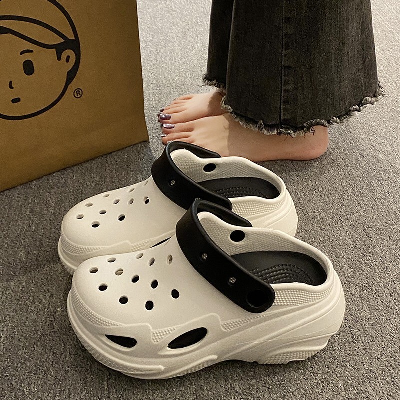 Summer EVA Thick Sole Hole Shoes Women's Wear-resistant Wear-resistant Sandals and Slippers with Height-increasing Breathable Baotou and Sneakers