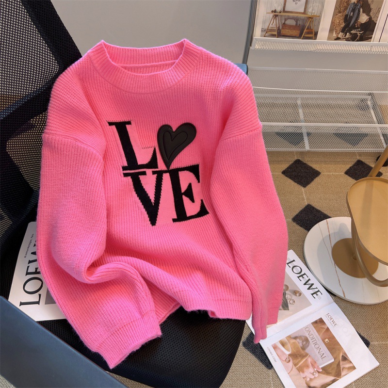 2022 Real shot love letter Long sleeve sweater Western style Socket Sweater