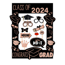 2024毕业季派对拍照手举牌套装摆件装饰用品毕业相框拍照道具批发