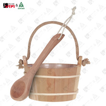 厂家直销 桑拿4L有底桑拿木桶 木勺  手提麻绳木桶 桑拿房配件