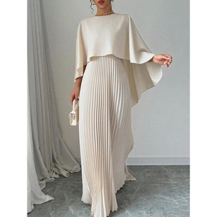 O 70025 Batwing Pleated Dress Set �����䉺�����bȹ�羳��