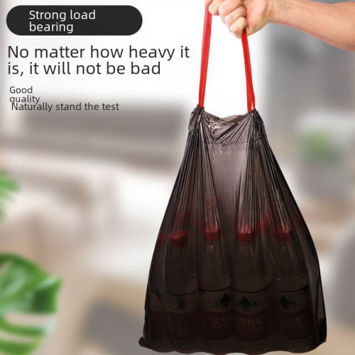Brand new material drawstring garbage bag household thickened kitchen home portable vest style tear-free drawstring garbage bag