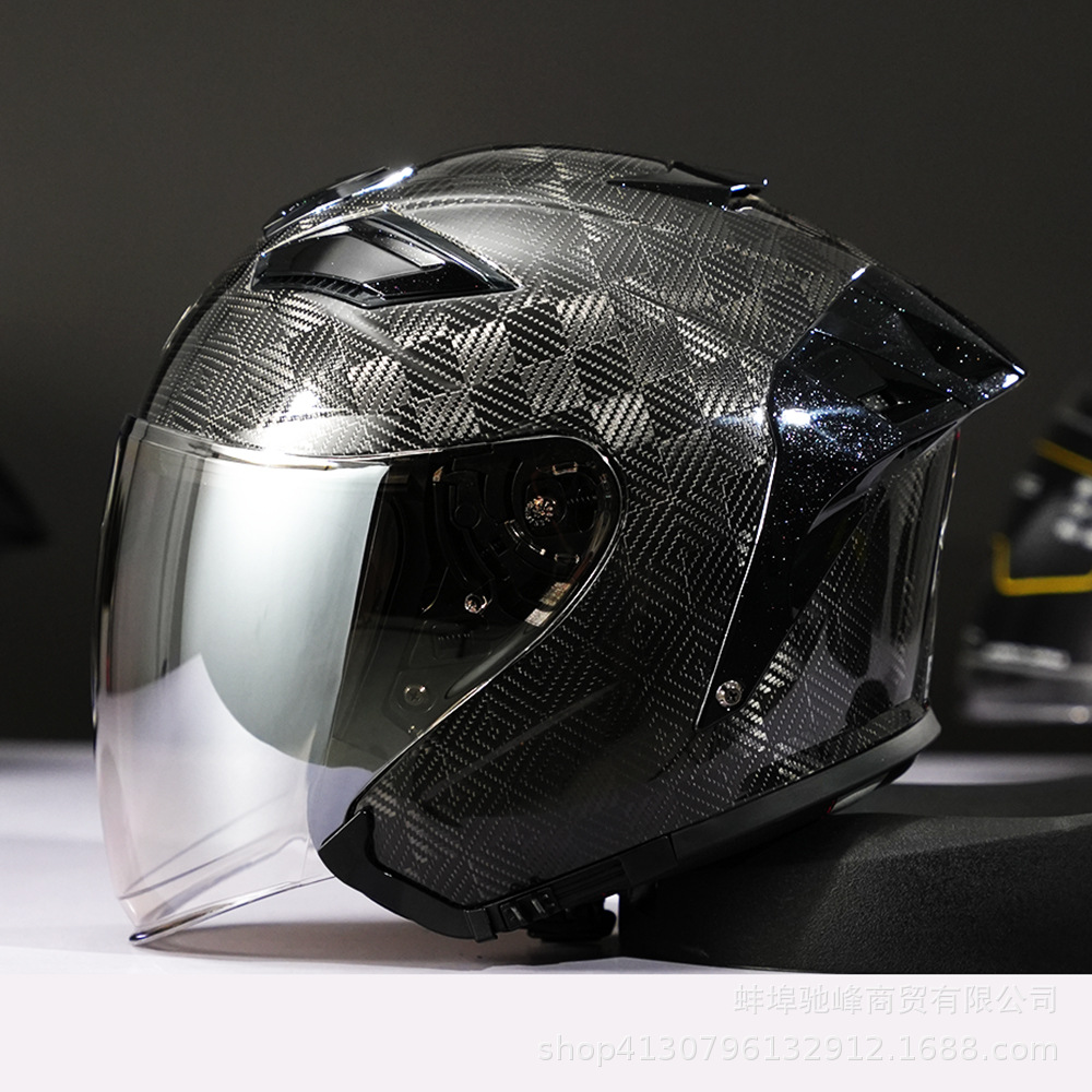 Carbon Fiber – Motuoche Motosiklet kaskı (dəbilqə) - 12k-gloss-black-transparent-daynight-silver-lens-m