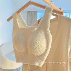 秋冬保暖背心~免穿文胸女一體式加絨bra裹胸內衣少女暖絨小羊羔