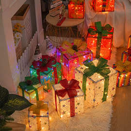2024跨境新款 LED圣诞礼盒三件套圣诞节造型灯场景布置装饰灯现货