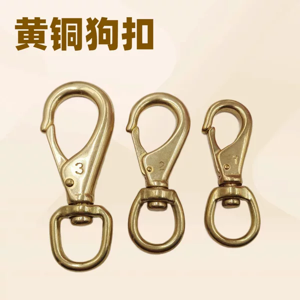 Keychain brass dog buckle hook pet chain hook purse chain copper fastening hook handmade leather goods box buckle bag accessory