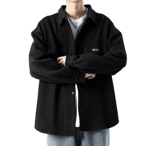 3D Waffle Coat Men Autumn Winter Streetwear High Street City Boy Work Jacket Men Loose American Style