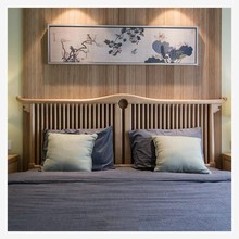 新中式实木床床头柜组合中式酒店民宿原木色1.81.5米卧室婚床家具