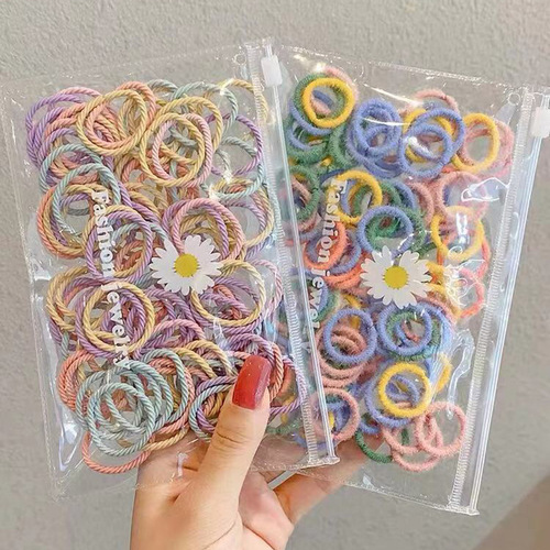 Children's baby rubber band does not hurt hair colorful small thumb ring high elastic thread toddler hair tie set seamless