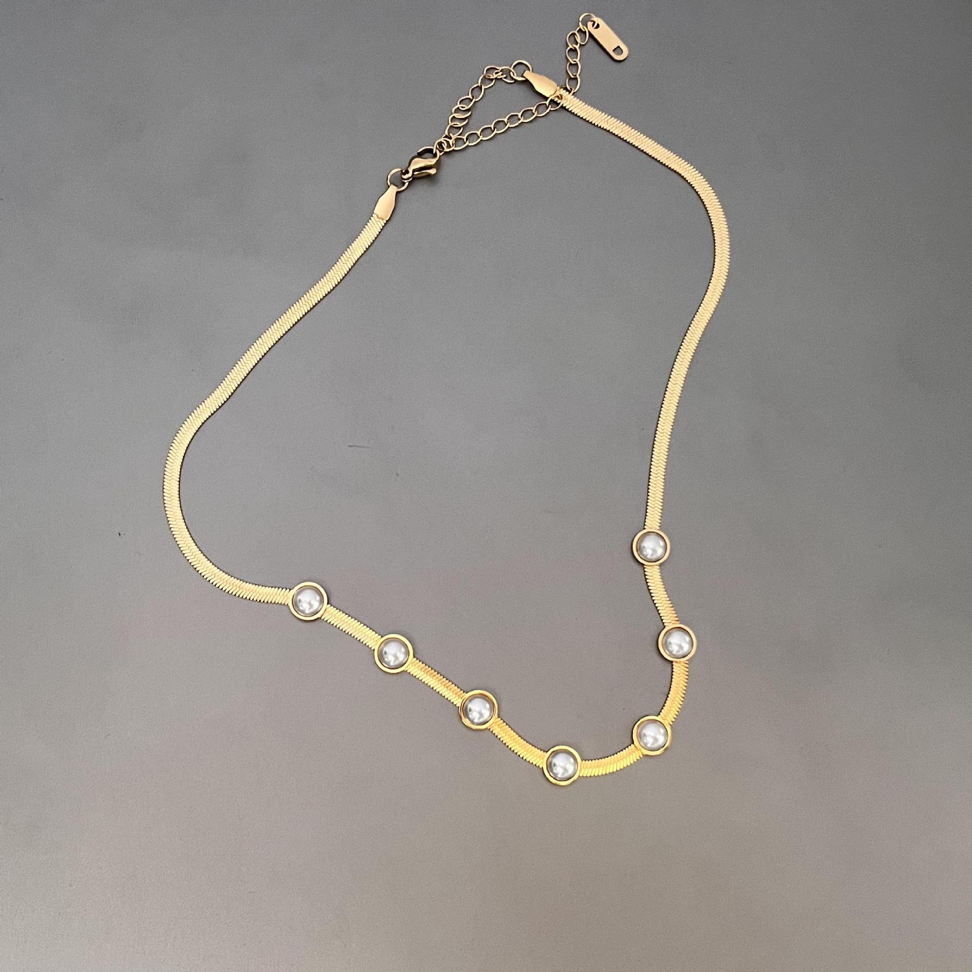 Fashion Geometric Titanium Steel Plating Artificial Pearls Necklace Colorza_colorza_7