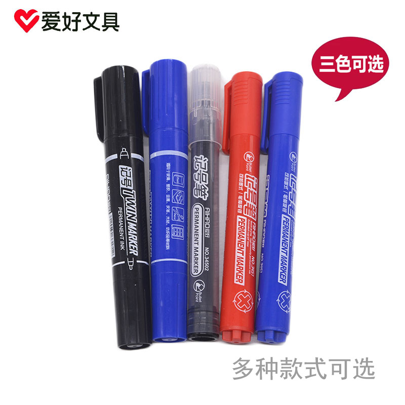 Rotulador, rotulador grande para logística de almacén, rotulador grueso a base de aceite resistente al agua, rotulador pequeño de doble punta para embalaje con línea de gancho.