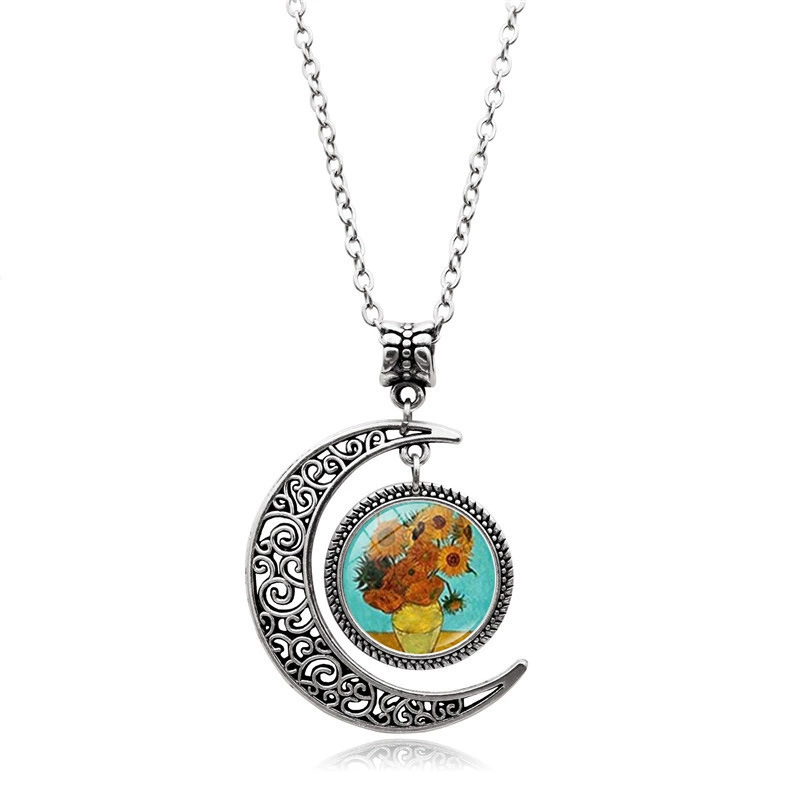 Подвеска, серебряное ожерелье, ретро аксессуар, свитер, with gem, европейский стиль