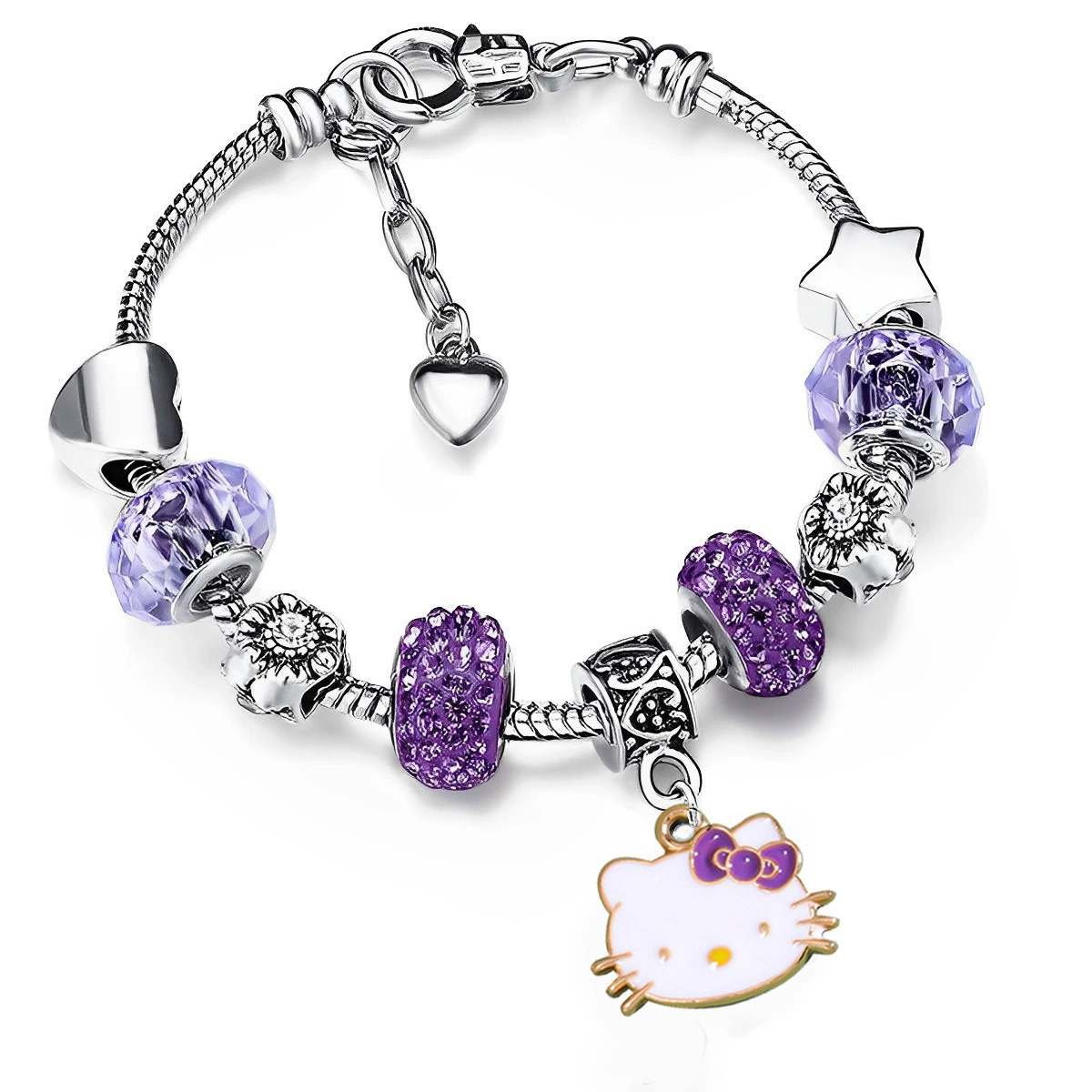 Браслет (Panjia) DIY с крупными отверстиями и подвесками в стиле Hello Kitty, 9×7×3 см