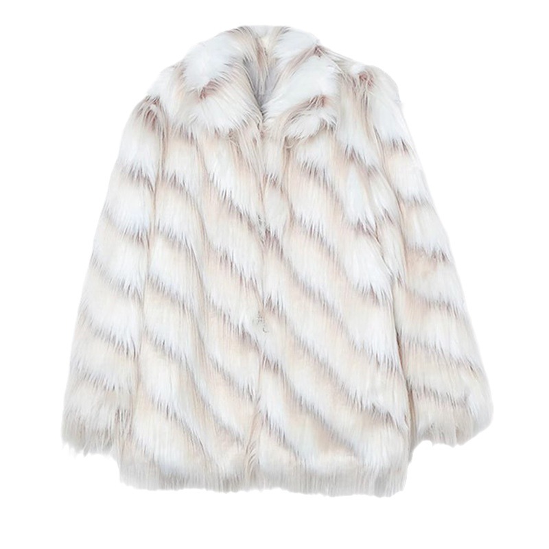 Women's Clothing Women's Fur Coat Retro Mixed Color Tassel Long Fur Fox Fur Coat Female Hot Girls Autumn and Winter Thick Loose Top_voghion.com