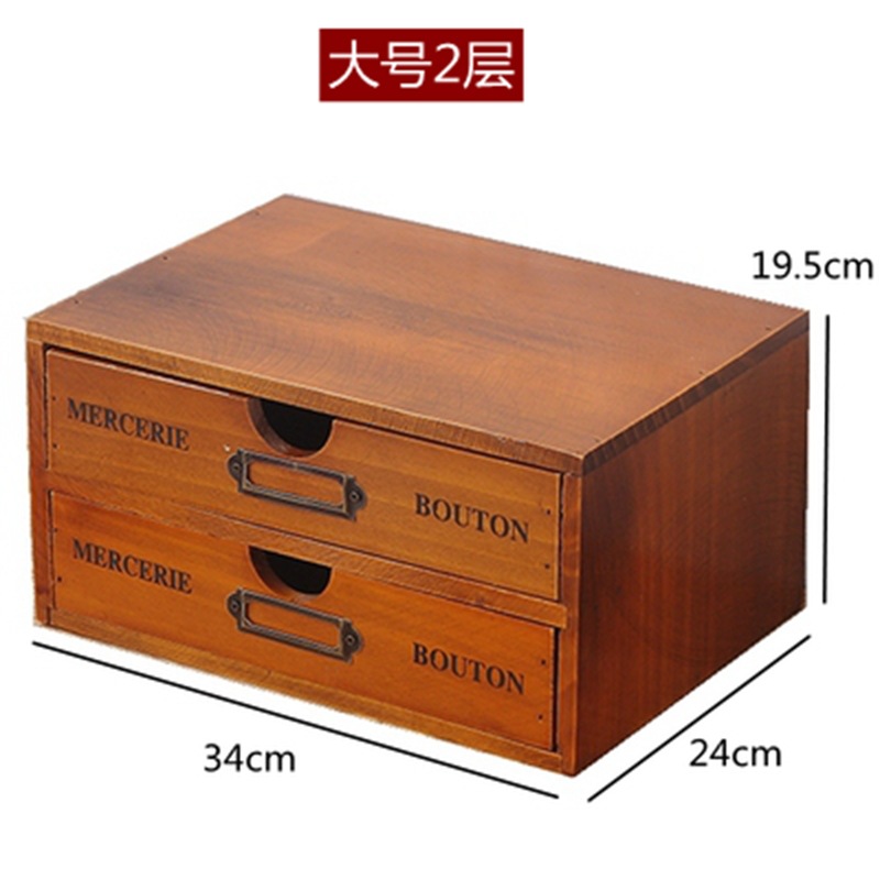 Organizador de almacenamiento de escritorio de oficina de madera sólida caja de madera zakka cajón de múltiples capas dormitorio caja de almacenamiento de cosméticos