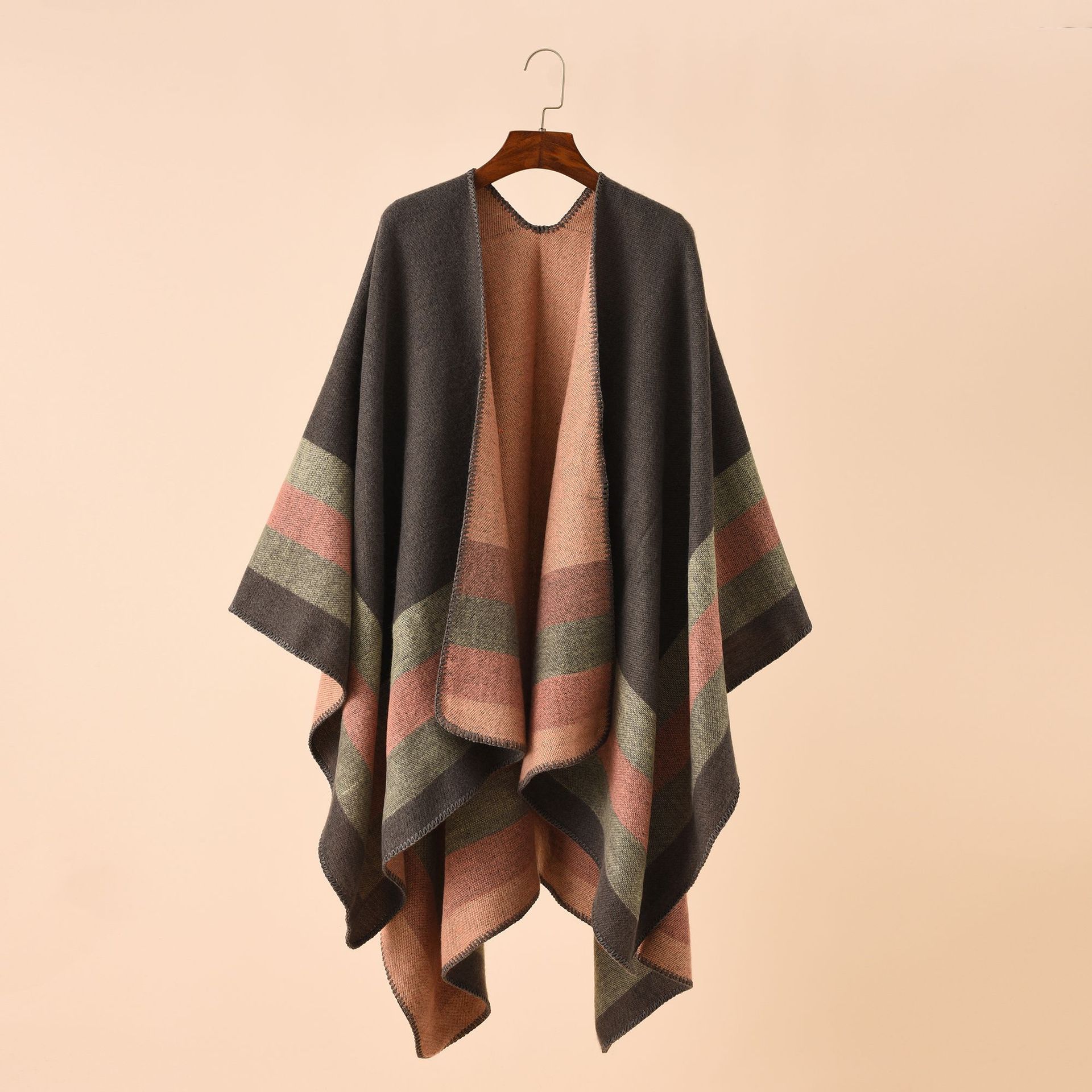 2021 nueva moda de invierno de viaje cálido rayas color Plaid patrón imitación Cachemira chal al por mayor
