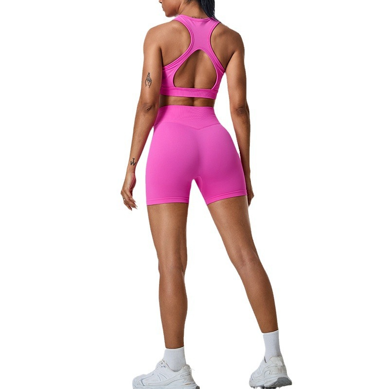Traje deportivo trasero hermoso hueco sexy femenino de dopamina nuevo transfronterizo traje de yoga de fitness para correr femenino