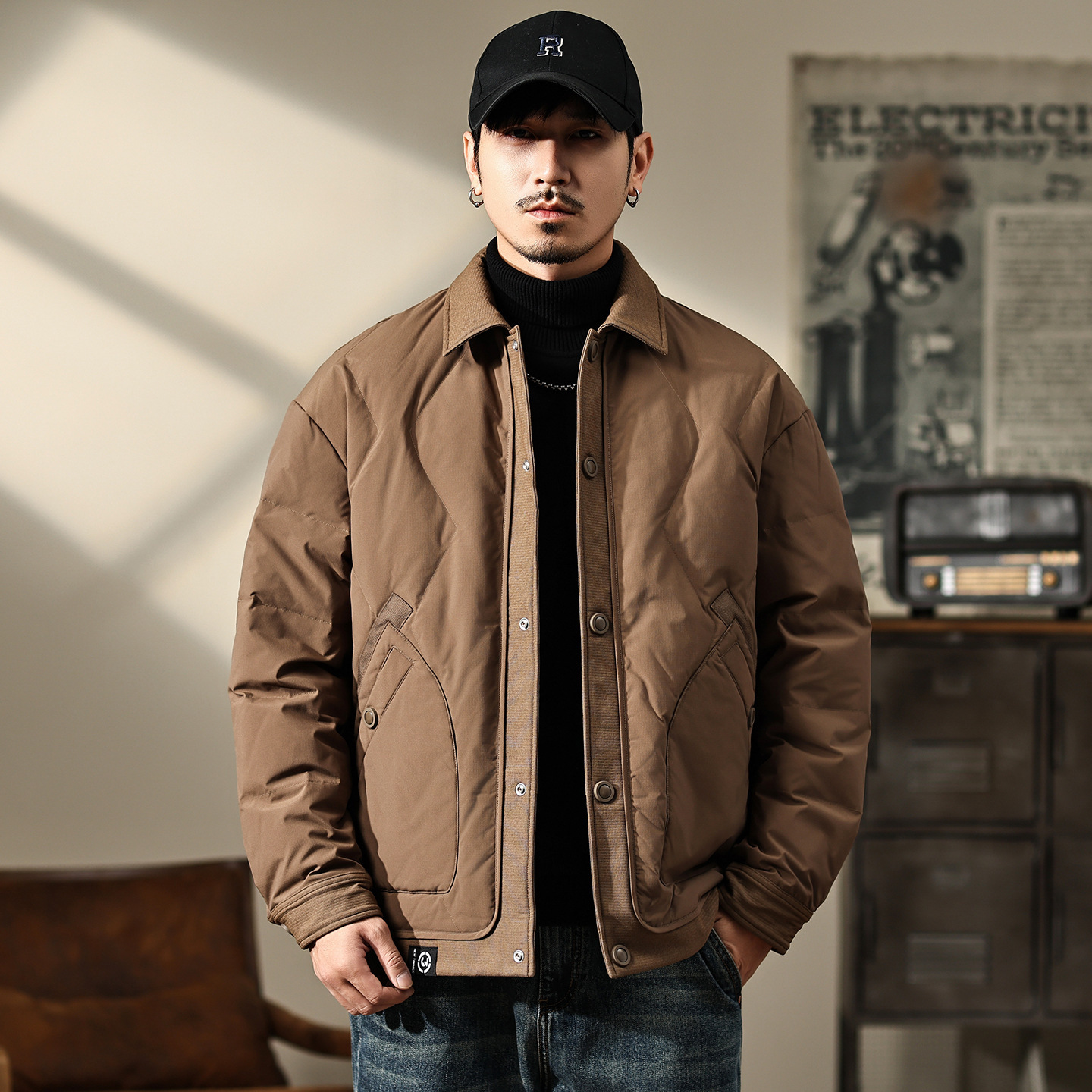 2025 New 90 White Duck down Lapel down Jacket Men's Short Casual Jacket Jacket Men's Warm Top Winter