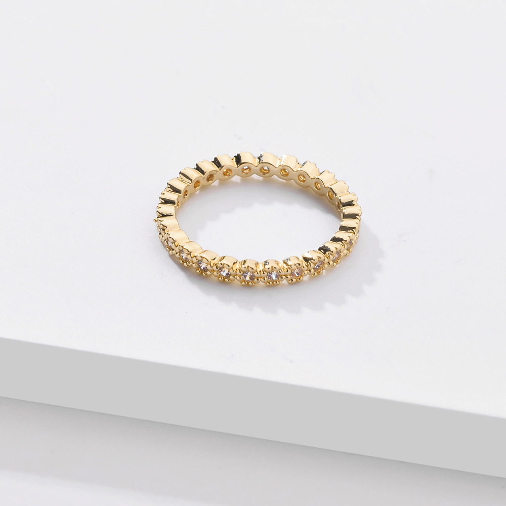 Fashion geometric rhinestone alloy ring