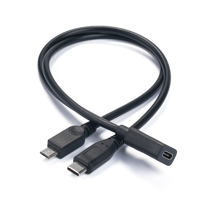 Type-C female to 2 USB micro mini USB 1/2 3A мобильный телефон планшет зарядный кабель
