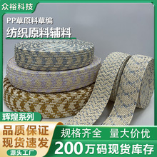 热销新品金丝线编织松紧带多颜色混色工艺PP草编织带cross-border