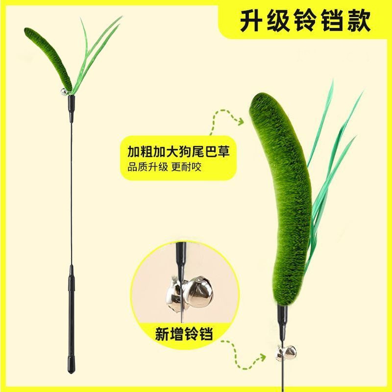 猫のおもちゃの犬の尾の草の長さは猫の棒の羽の棒の鋼線の猫のおもちゃの羽をからかって猫の棒のしなやかな現物を笑わせます。|undefined