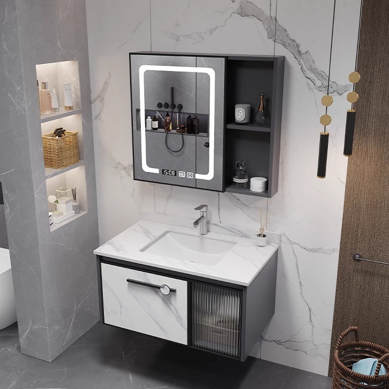 gabinete de baño combinado gabinete lavabo espacio aluminio tablero de fibra de carbono lavabo pequeño tipo lavabo