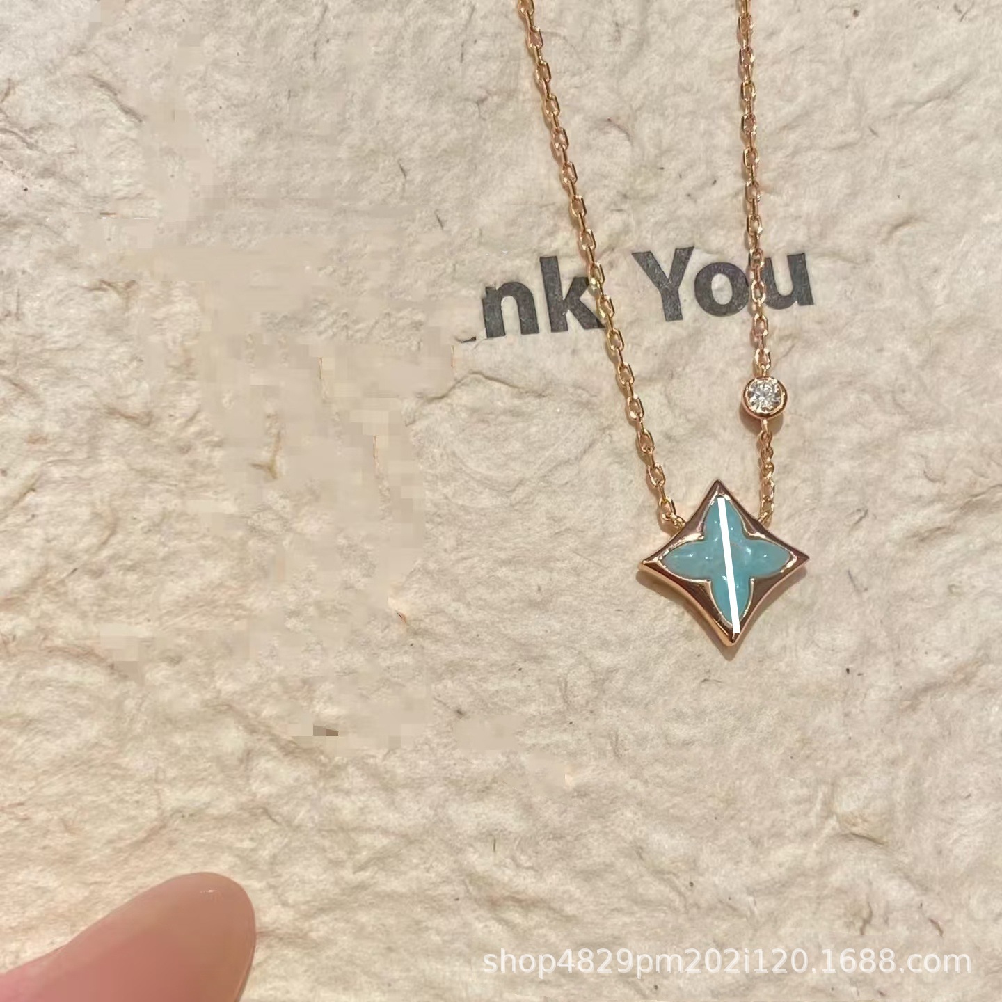 ロバの家四葉草四花五花ブレスレット女性用18Kローズゴールドメッキ軽奢菱形丸型白貝母ネックレスins