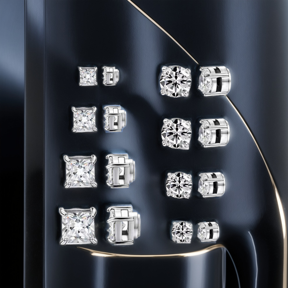 European and American Simple and Fashionable Non-Pierced Earrings, Magnetic Ear Clips, Stainless Steel Zircon Ear Studs, Non-Pierced Ear Clips