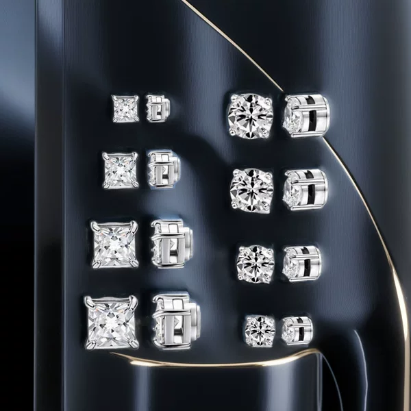European and American Simple and Fashionable Non-Pierced Earrings, Magnetic Ear Clips, Stainless Steel Zircon Ear Studs, Non-Pierced Ear Clips