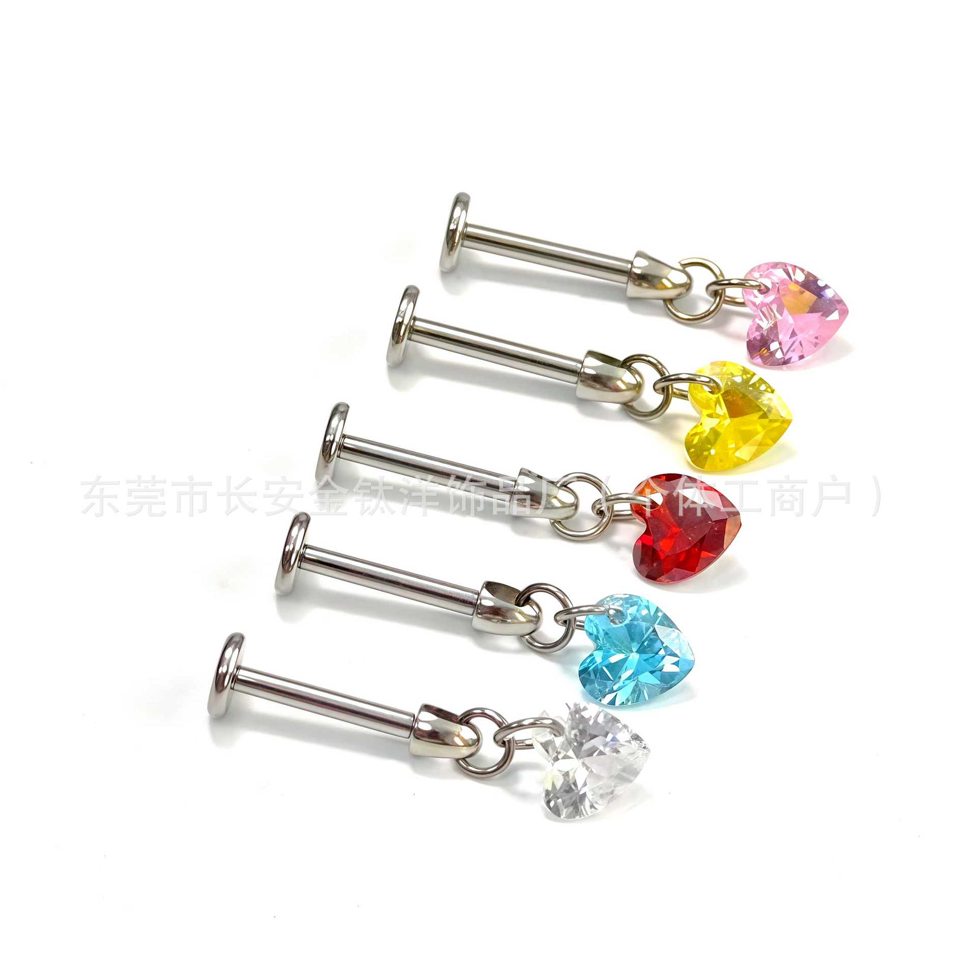 F136 Titanium Heart-Shaped Ear Bone Stud Zircon Devil Stud Ear Piercing Jewelry detail image 8