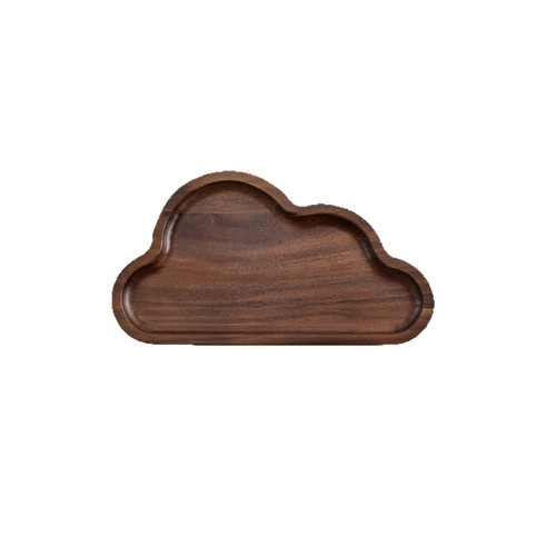 Japanese elliptical wooden tray, solid wood cloud-shaped white coffee tray, black walnut afternoon tea tray, exquisite small tray