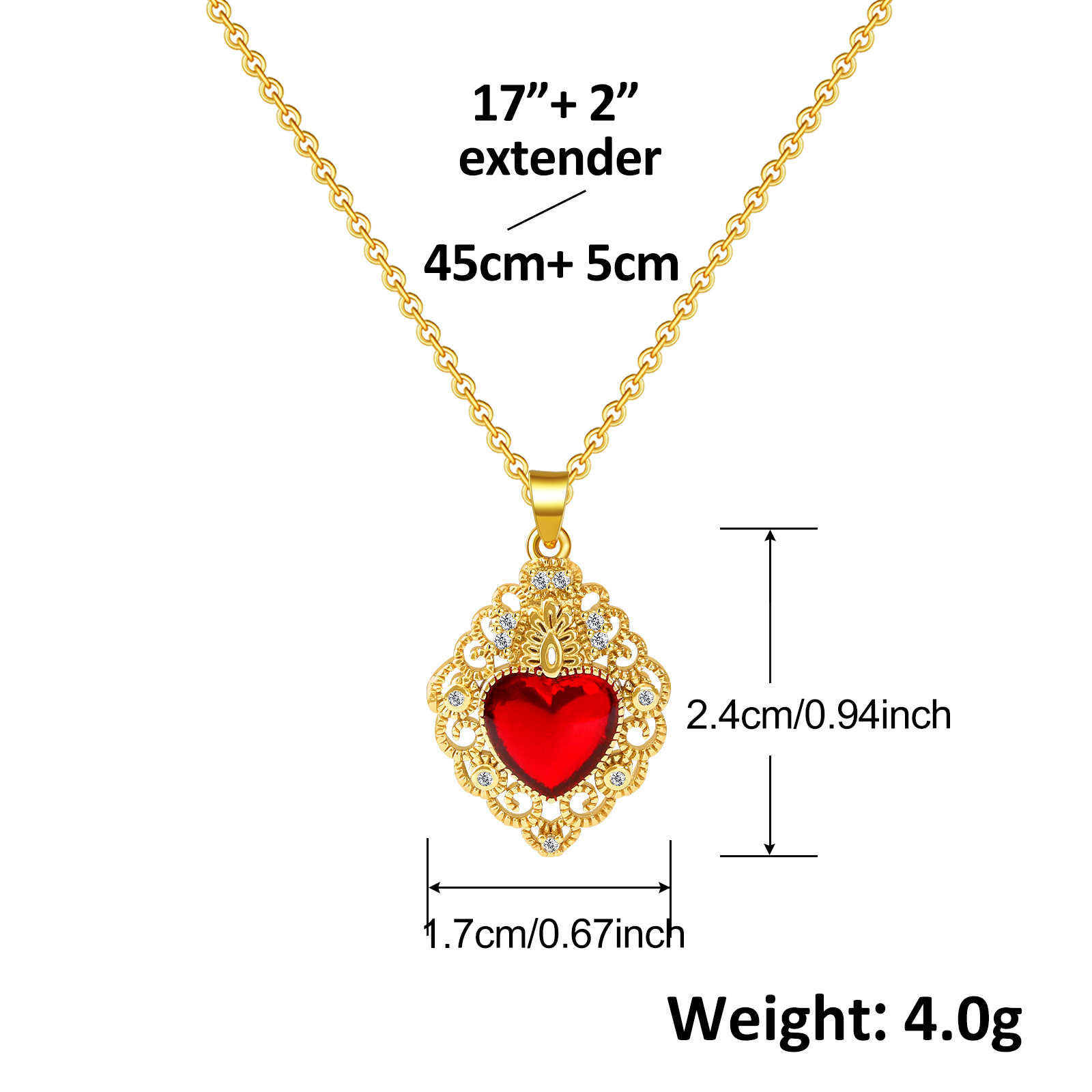 8g Weight Copper Pendant Material Zircon Inlay Material Pendant Necklace Classification Copper Chain Material 1 Piece Quantity Holiday, Daily Occasion Copper Material Heart Shape Pattern Women's Gender Inlay Design Retro Style Copper Retro Inlay Heart Shape Zircon Pendant Necklace 4