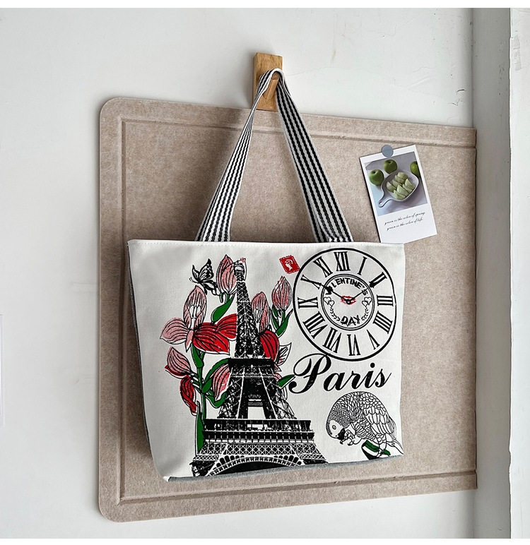 Women's Classic Style Color Block Canvas Shopping Bags display picture 9