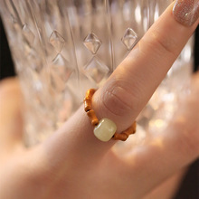 厂长推荐 和田玉戒指女款指环核桃竹节尾戒文玩汉服国风配饰批发