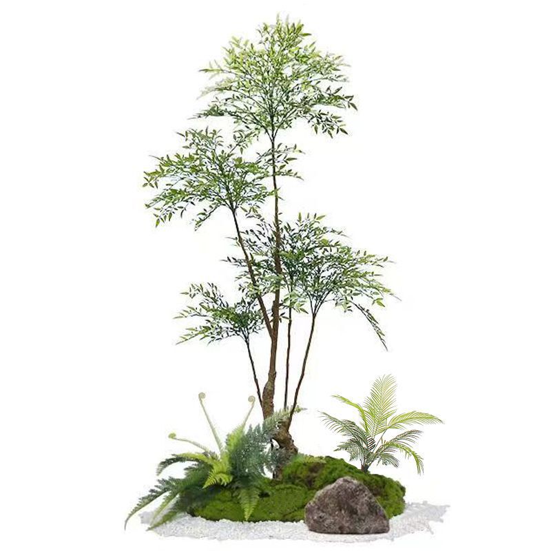 南天竹造園緑植物屋内階段下景観植物床置き鉢植えモデルルーム装飾|undefined