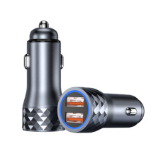 新款USB车载充电器 手机安全锤金属大电流点烟器铝合金汽车车充