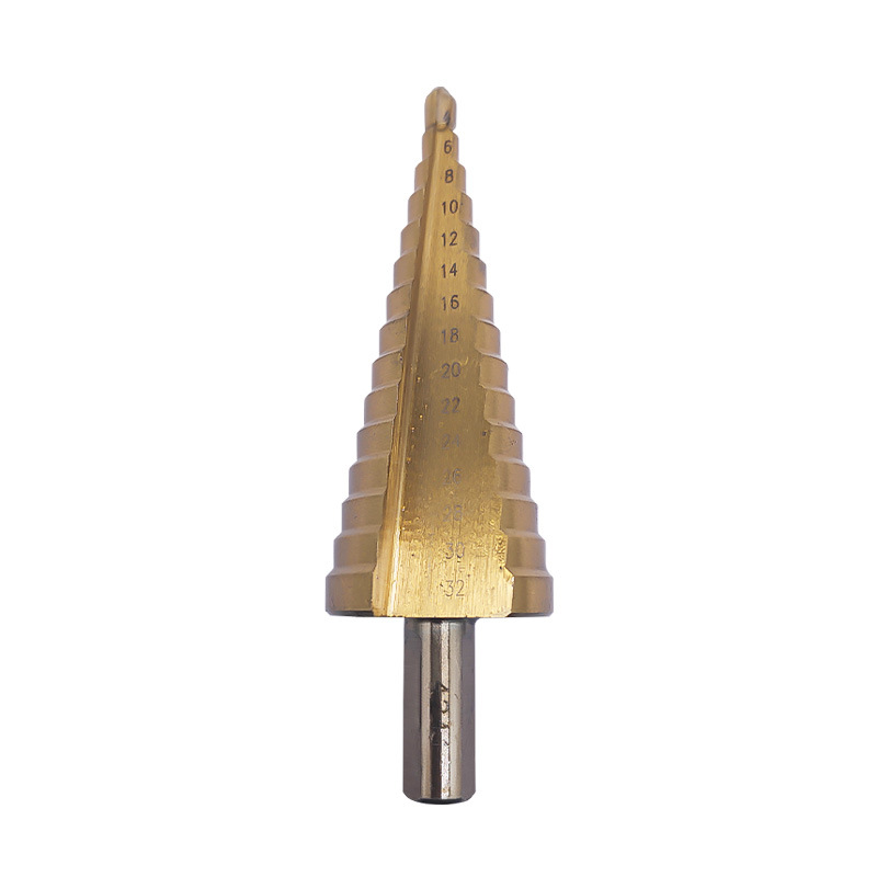 Preferential ladder saw-tooth drill 6-piece set titanium-plated straight groove reaming and pulling groove plastic box pagoda drill hole opener