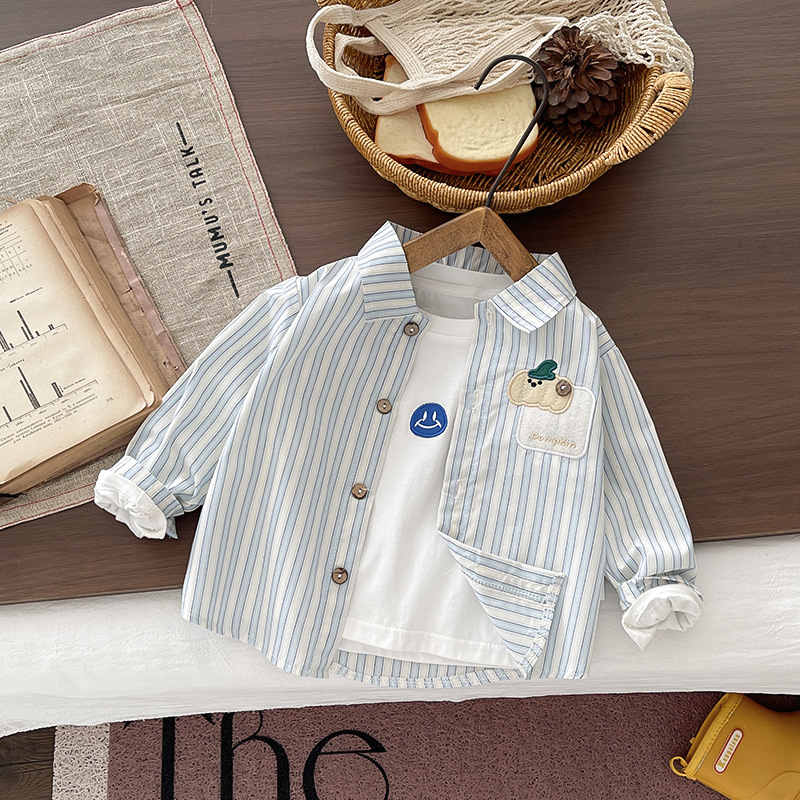 New cute shirt~Autumn stylish long-sleeved plaid shirt for boys and girls, versatile and trendy casual cool