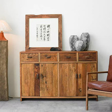 老榆木餐边柜复古做旧客厅储物柜风化榆木储物柜抽屉式收纳木柜