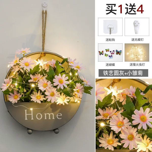 Gray pot + pink daisy LH [free light]