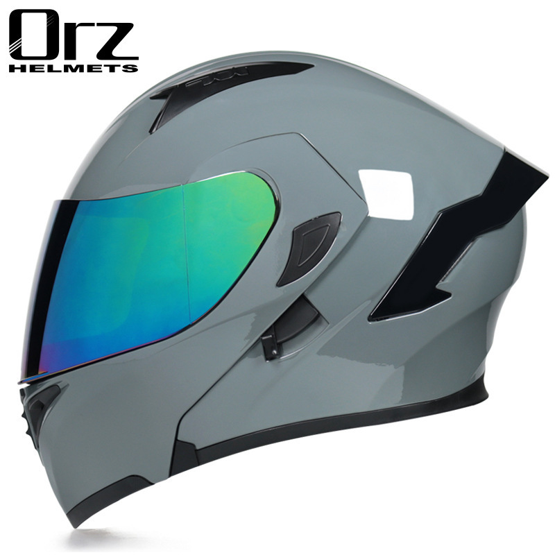Orz motocicleta eléctrica, casco, casco, hombres y mujeres, casco completo, cola, medio casco, casco, personalidad, locomotora de invierno, gris