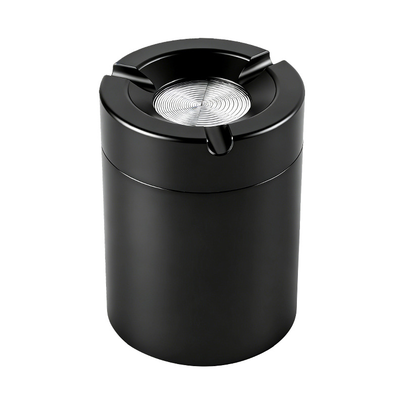 Car-mounted ashtray, rotating, fully enclosed, creative, anti-spill, light luxury aluminum alloy with lid, suitable for home and office use
