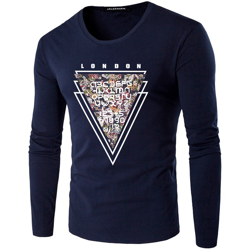 Simple Men's autumn New plus size casual fashion round collar trendy men's long-sleeved T-shirt AliExpress T-shirt-inverted triangle