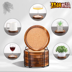 現物断熱カップコーヒーカップ木製コースターアカシア木製コースター日本式茶道黒胡桃木製コースターセット