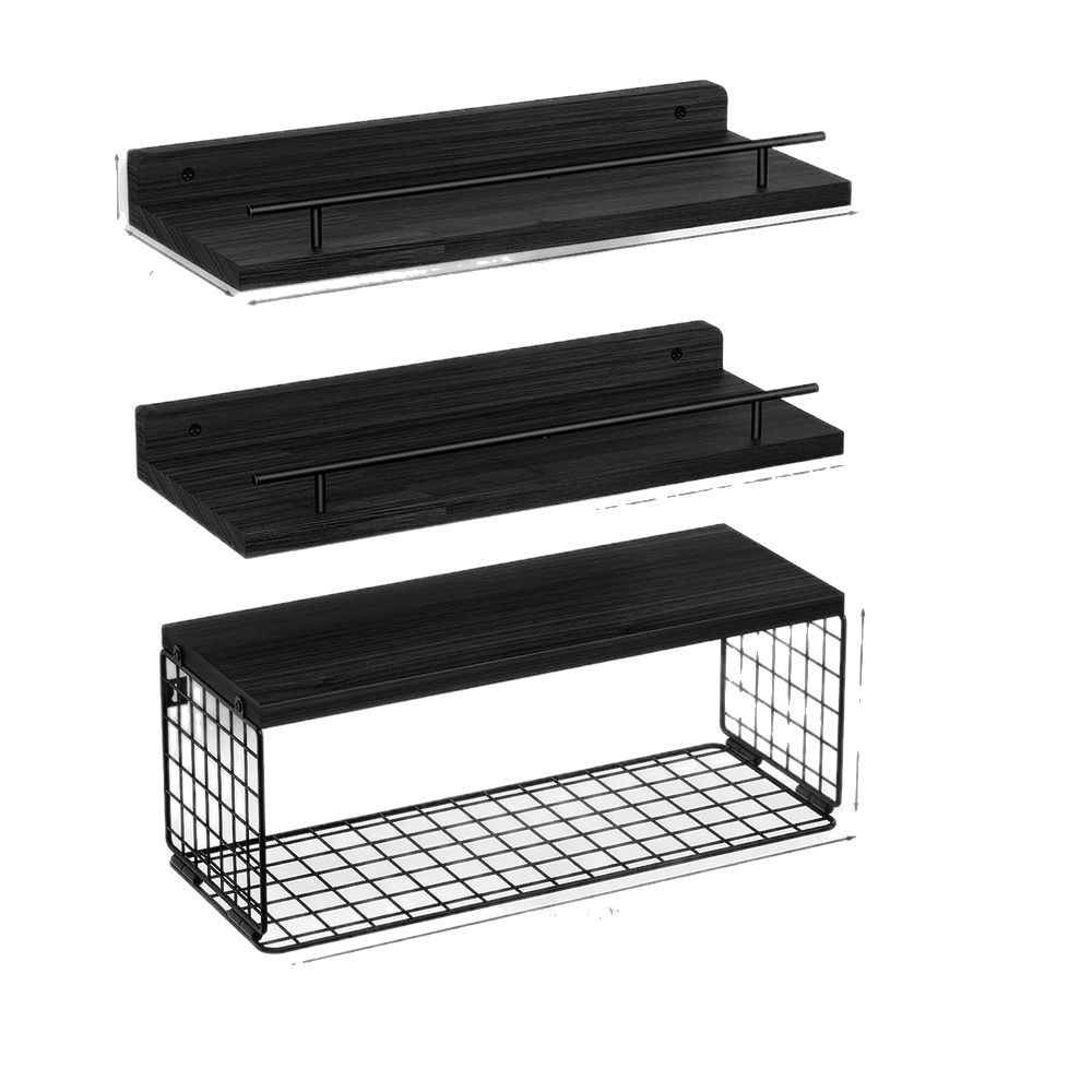 Transfronterizo Amazon Marco de pared flotante Marco de baño de madera Estante de metal Dormitorio de cocina Estante de almacenamiento de baño