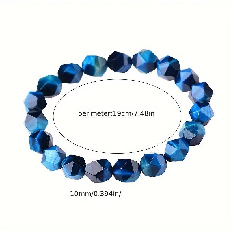 Europea y americana transfronteriza diamante corte Tiger Eye piedra con cuentas pulsera tejida negro ágata brillo piedra pulsera con cuentas para hombres y mujeres