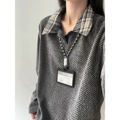 美式复古重磅雪尼尔卫衣女款秋季小香风针织长袖t恤慵懒风polo衫