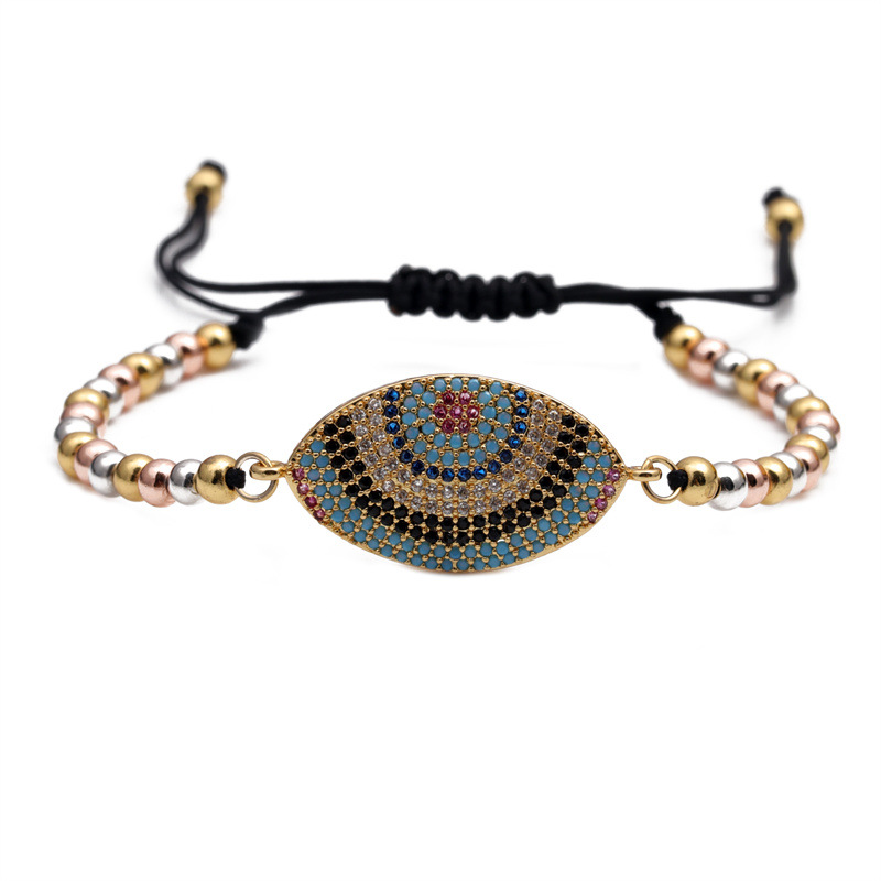 Fashion Devilu0027s Eye Zircon Geometric Adjustable Pull Box Chain Full Diamond Telescopic Copper Br